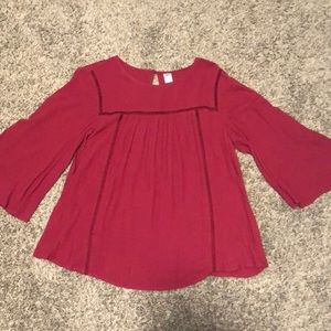 Red flowy blouse